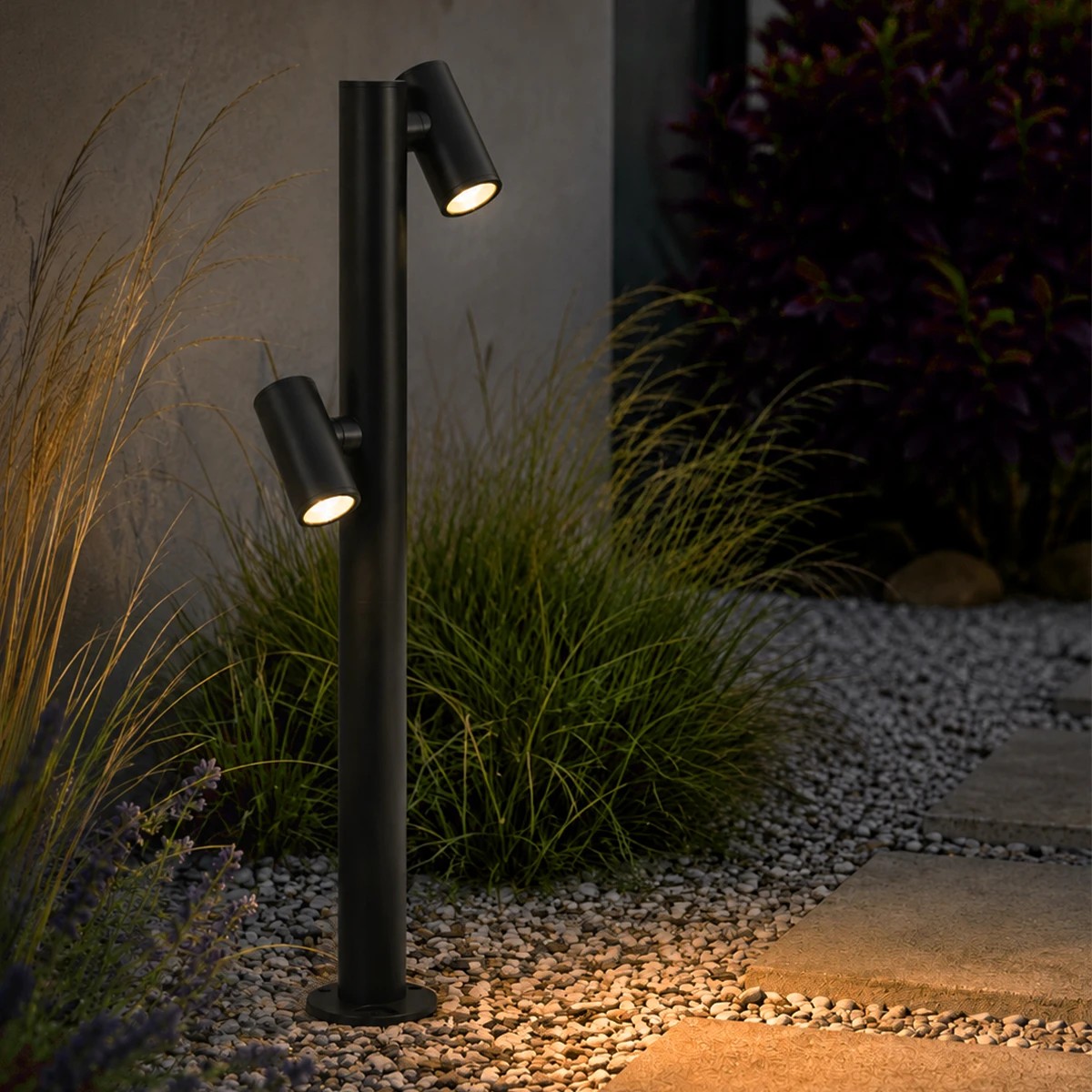 GLOBOSTAR® STEM GLB-103-0013 Φωτιστικό Κολωνάκι Κήπου LED 24W 2160lm 60° AC 220-240V Αδιάβροχο IP65 Θερμό Λευκό 2700K - Sanan SMD Chip - Μαύρο Ματ - Μ12 x Π25 x Υ80cm - 3 Χρόνια Εγγύηση