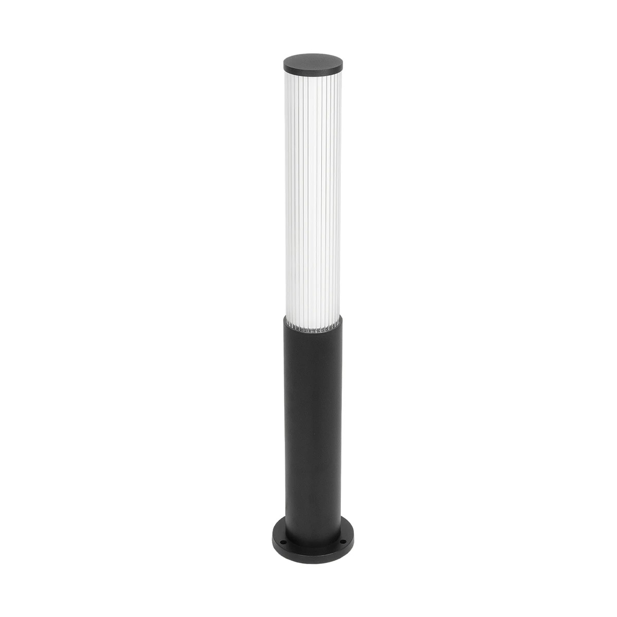 GLOBOSTAR® CYLIS GLB-103-0014 Φωτιστικό Κολωνάκι Κήπου LED 15W 1350lm 360° AC 220-240V Αδιάβροχο IP65 Θερμό Λευκό 2700K - Sanan SMD Chip - Μαύρο Ματ - Μ13 x Π13 x Υ80cm - 3 Χρόνια Εγγύηση