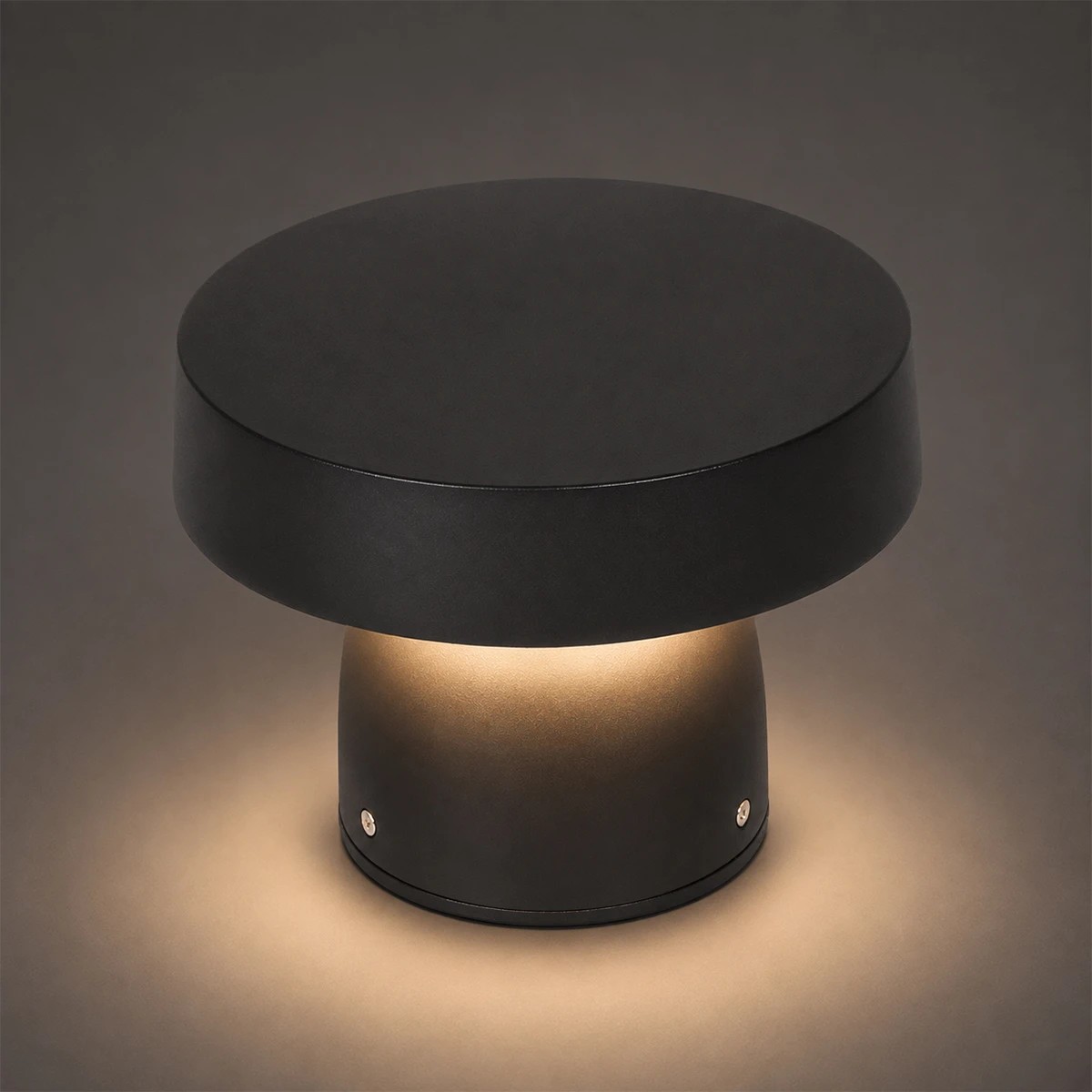 GLOBOSTAR® MUSH GLB-103-0016 Φωτιστικό Κολωνάκι Κήπου LED 12W 1080lm 90° AC 220-240V Αδιάβροχο IP65 Θερμό Λευκό 2700K - Sanan SMD Chip - Μαύρο Ματ - Μ18 x Π18 x Υ15cm - 3 Χρόνια Εγγύηση