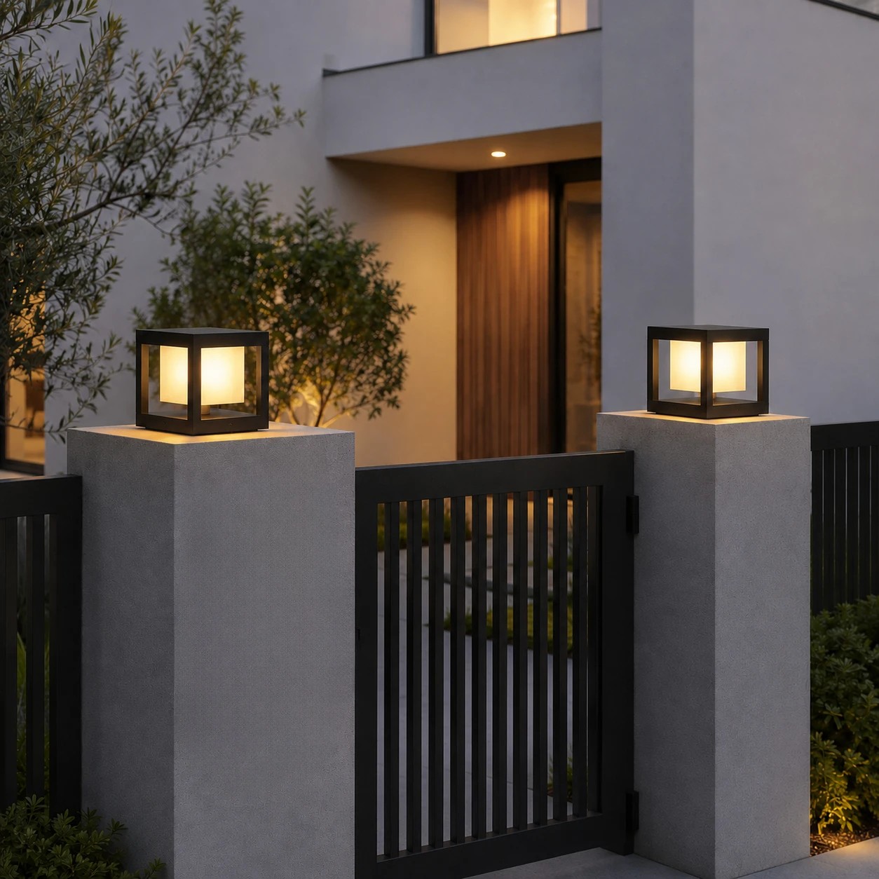 GLOBOSTAR® PRISM GLB-103-0017 Φωτιστικό Κολωνάκι Κήπου LED 10W 900lm 90° AC 220-240V Αδιάβροχο IP65 Θερμό Λευκό 2700K - Sanan SMD Chip - Μαύρο Ματ - Μ15 x Π15 x Υ16cm - 3 Χρόνια Εγγύηση
