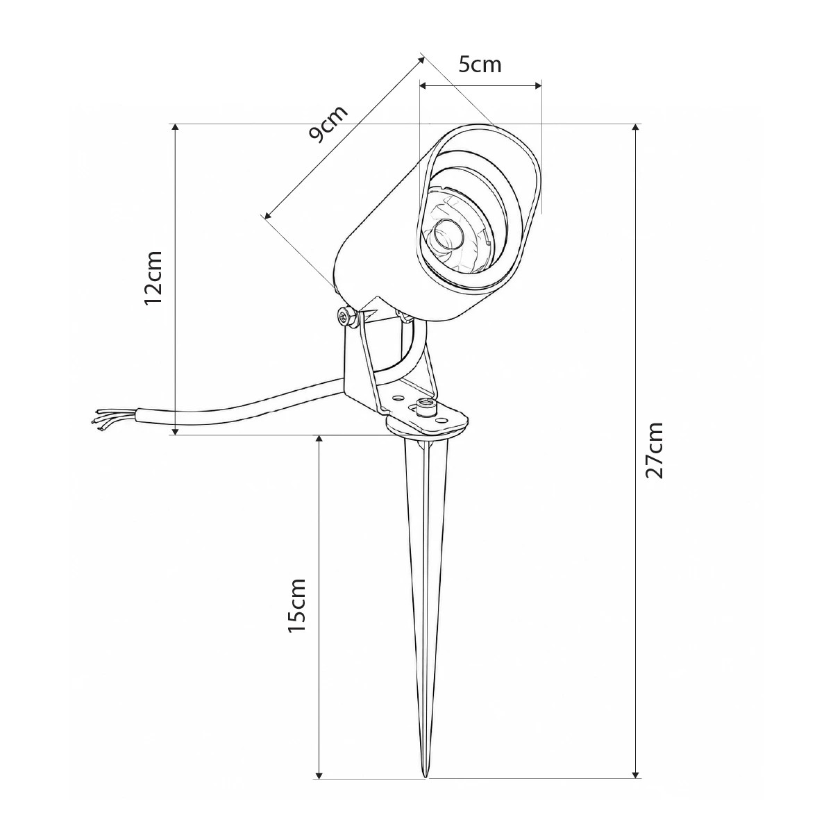 GLOBOSTAR® TREKO GLB-103-0026 Φωτιστικό Σποτ για Φυτά - Δέντρα με Βάση Κήπου / Καρφωτό LED 3W 270lm 5° DC 24V Αδιάβροχο IP65 Θερμό Λευκό 2700K - Sanan SMD Chip - Γκρι Ανθρακί Ματ - Μ5 x Π5 x Υ12cm - 3 Χρόνια Εγγύηση