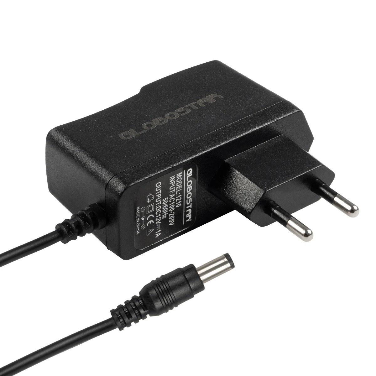 GLOBOSTAR® VOLTIX GLB-107-0001 Τροφοδοτικό/Μετασχηματιστής Class II SELV 12W 1A AC 220-240V σε DC 12V IP20 - Μαύρο Ματ - Μ7.3 x Π4 x Υ2.8cm - 3 Χρόνια Εγγύηση