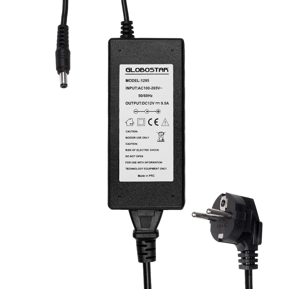 GLOBOSTAR® VOLTIX GLB-107-0004 Τροφοδοτικό/Μετασχηματιστής Class II SELV 120W 9.5A AC 220-240V σε DC 12V IP20 - Μαύρο Ματ - Μ14.2 x Π6.5 x Υ3.7cm - 3 Χρόνια Εγγύηση