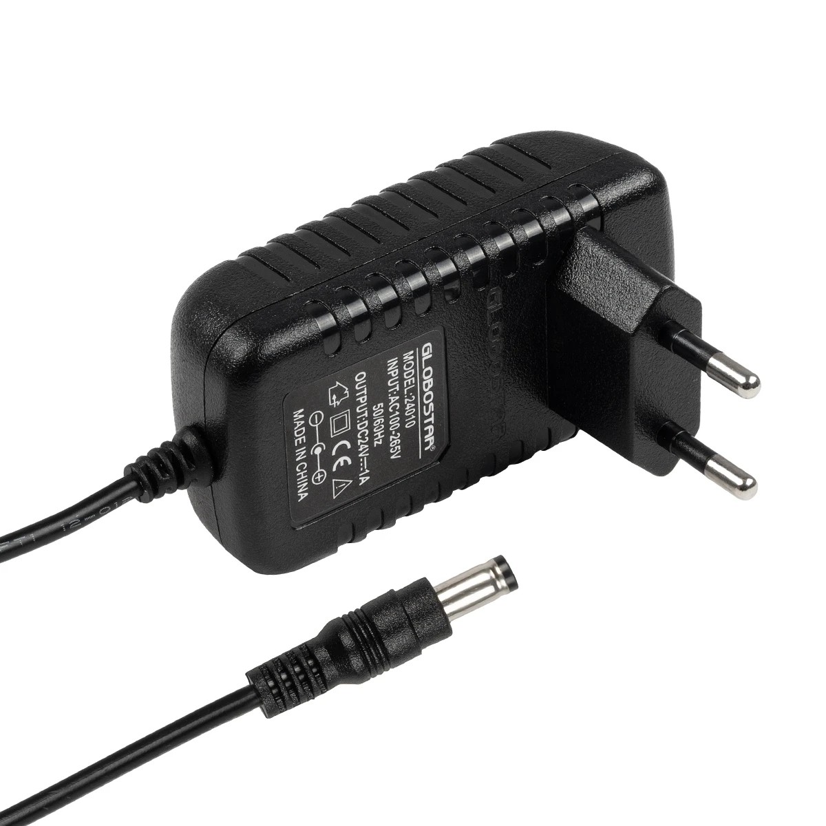 GLOBOSTAR® VOLTIX GLB-107-0006 Τροφοδοτικό/Μετασχηματιστής Class II SELV 24W 1A AC 220-240V σε DC 24V IP20 - Μαύρο Ματ - Μ8 x Π4.2 x Υ2.8cm - 3 Χρόνια Εγγύηση