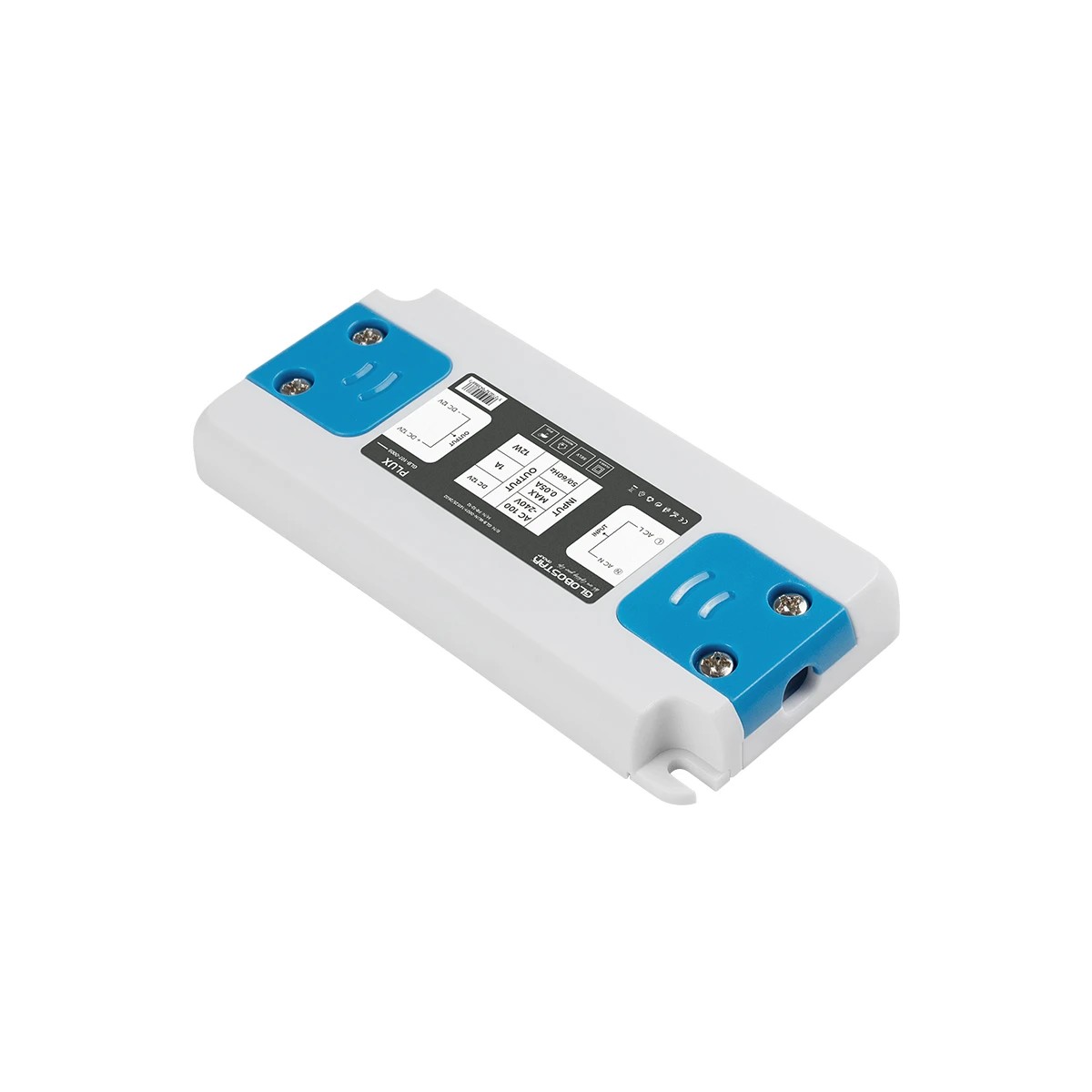 GLOBOSTAR® PLUX GLB-107-0009 Τροφοδοτικό/Μετασχηματιστής Class II SELV 12W 1A AC 220-240V σε DC 12V IP20 - Λευκό Ματ - Μ9.9 x Π4.6 x Υ1.1cm - 3 Χρόνια Εγγύηση
