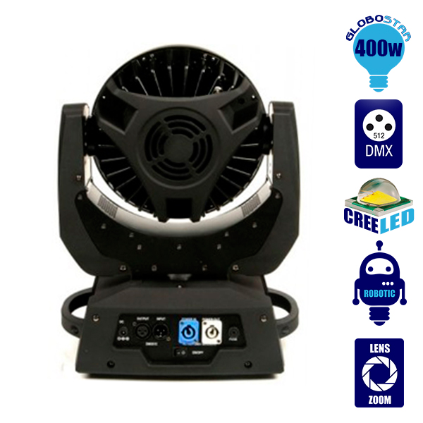 GLOBOSTAR® ARTEMIS 51116 Επαγγελματική Κινούμενη Ρομποτική Κεφαλή Φωτισμού Moving Head ZOOM WASH LED 400W (36 x 10W) RGBW 4in1 CREE LED Chips Zoom 10°-60° Dimmable με DMX512 16 Καναλιών AC 220-240V IP20 - Μαύρο - Μ33 x Π22 x Υ44cm - 2 Χρόνια Εγγύηση
